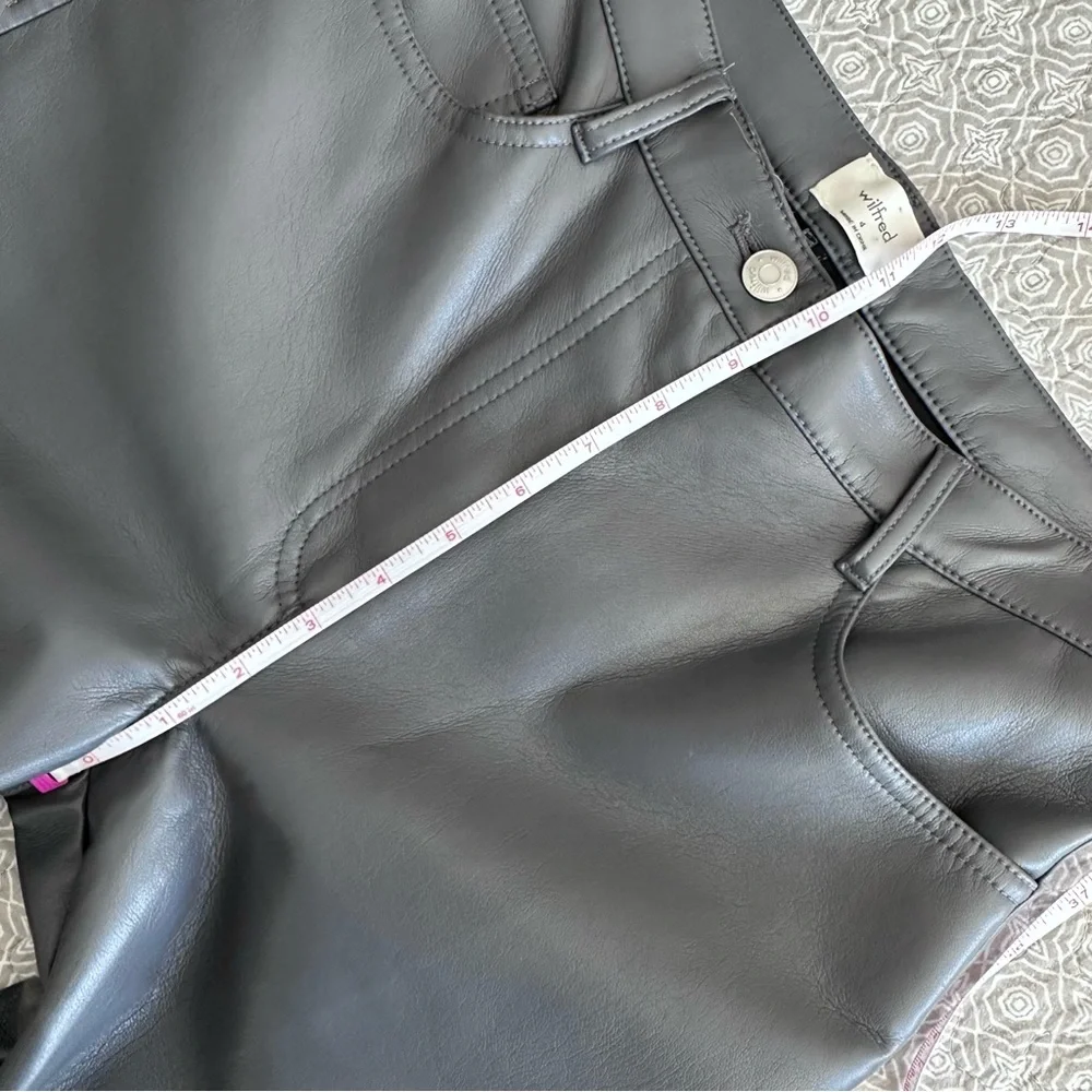 WILFRED Aritzia The Melina Pant High Waist Vegan Leather Pants Gray Charcoal 4